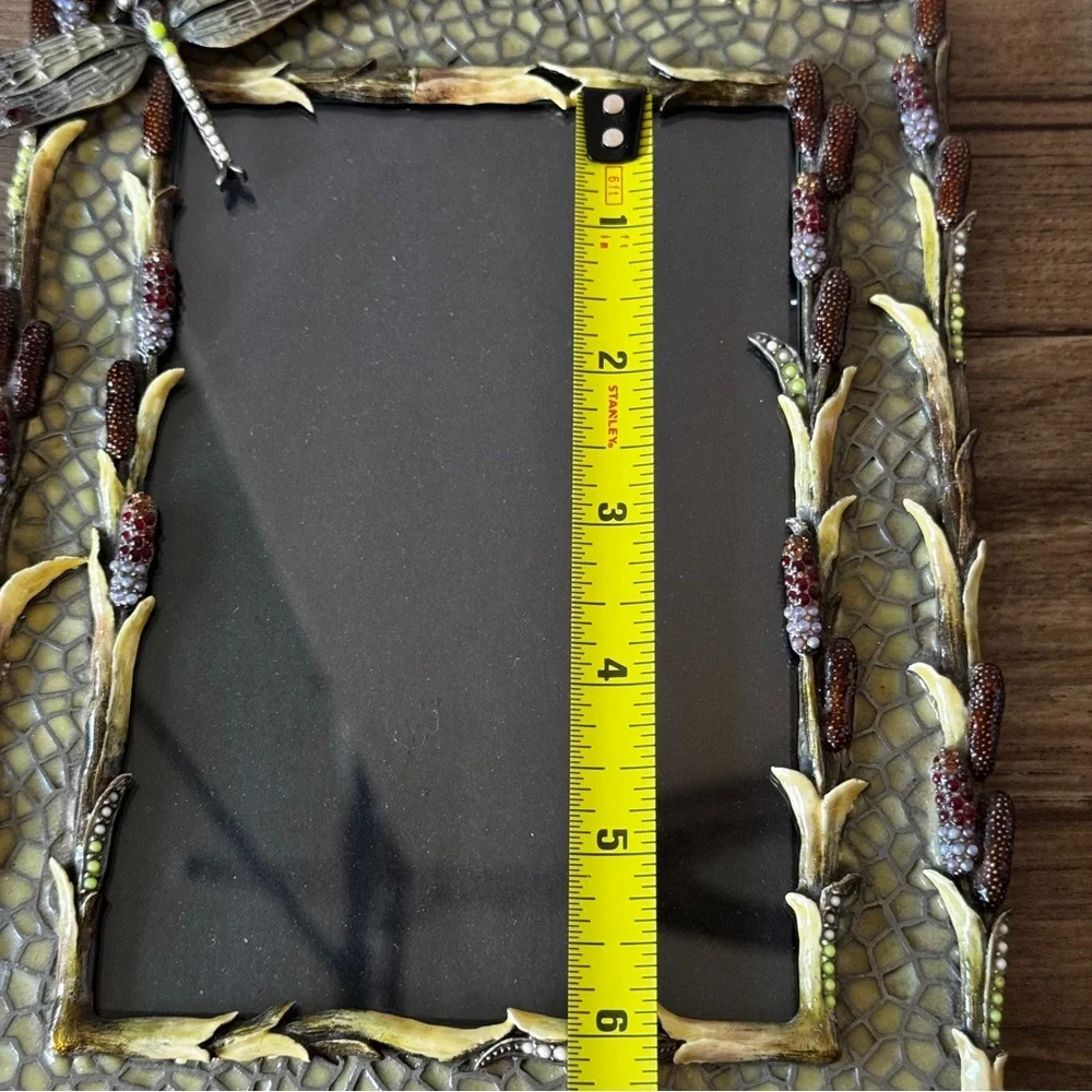 embellished picture frame dragon fly grass detail gems 5x7